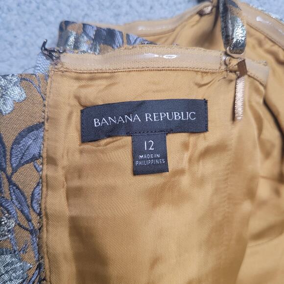 Banana Republic Crop Top 12 Gold Green Floral Jacquard Cora Brocade Bustier Cami - Picture 6 of 9